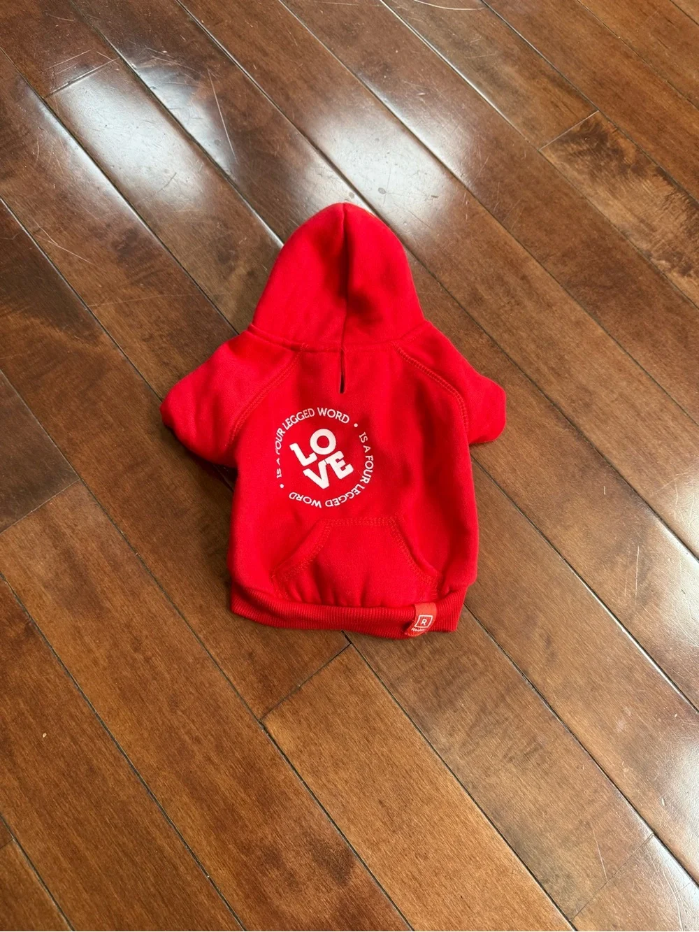 Reddy Red “LOVE” Dog Hoodie Sweatshirt, size XS